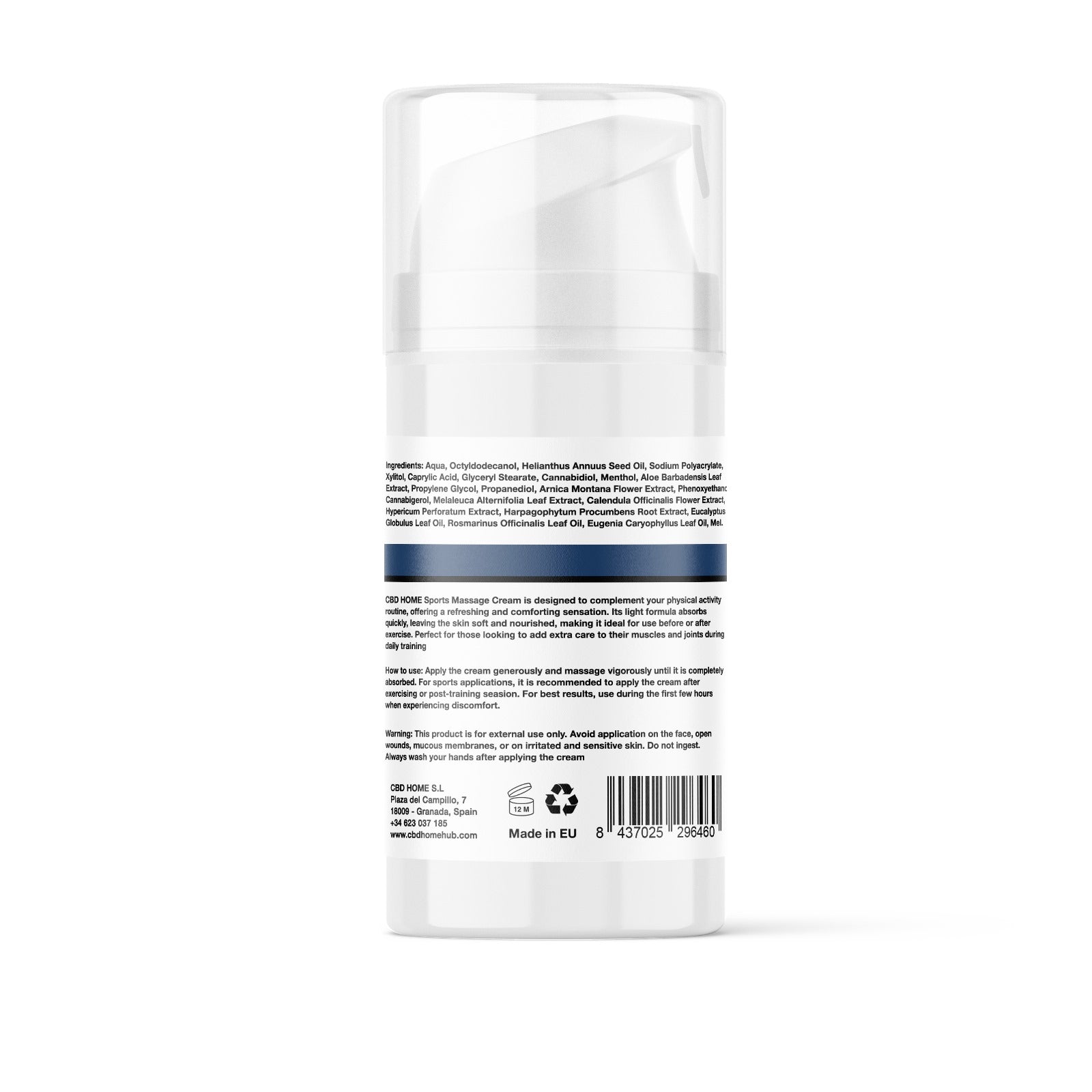 Crema de masaje efecto frio con CBD + CBG