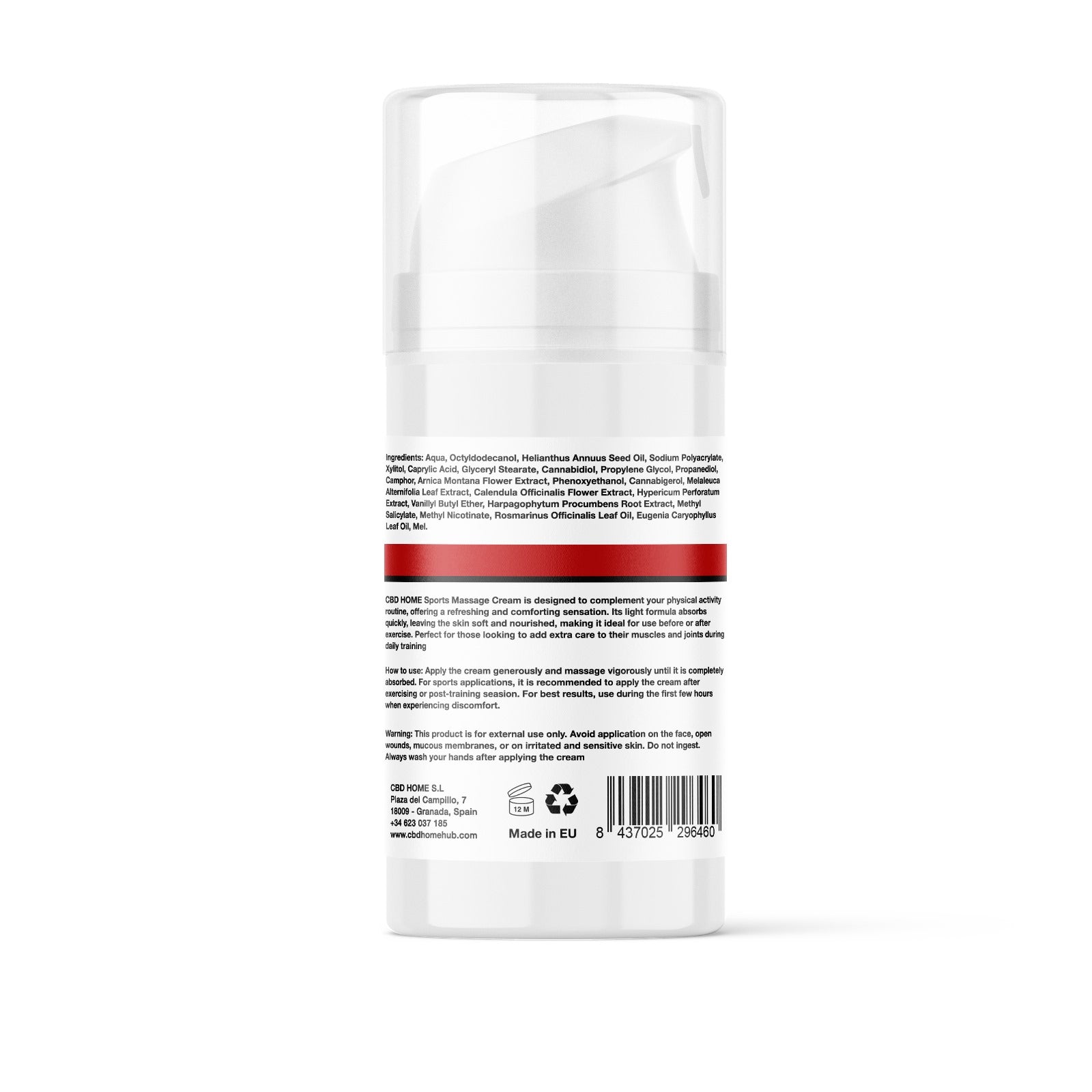 Crema de masaje efecto calor con CBD + CBG